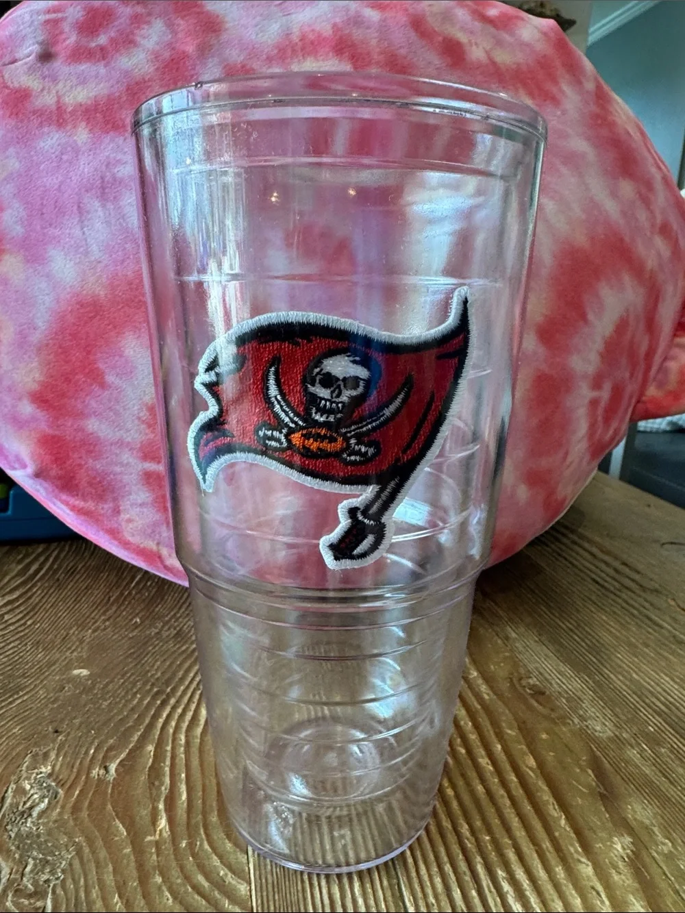 tervis Clear Tumbler with Red and Black Buccaneers Flag Patch